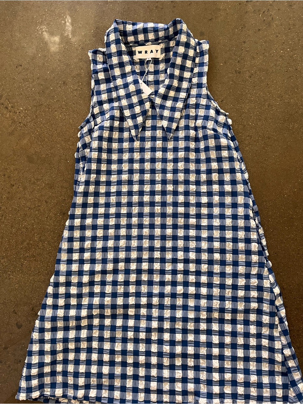 WRAY Blue and White Gingham Sleeveless Dress NWT